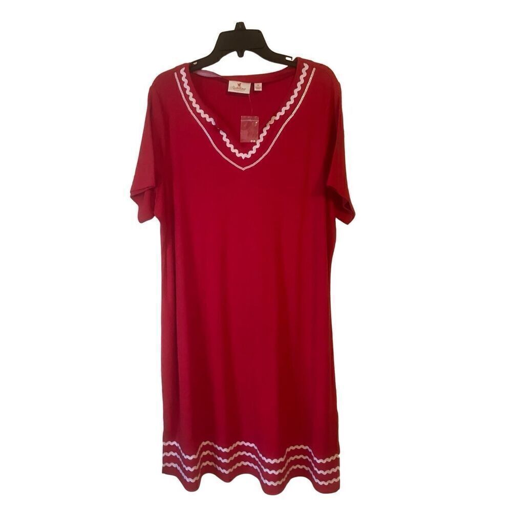 Quacker Factory Red Shift Dress 1X